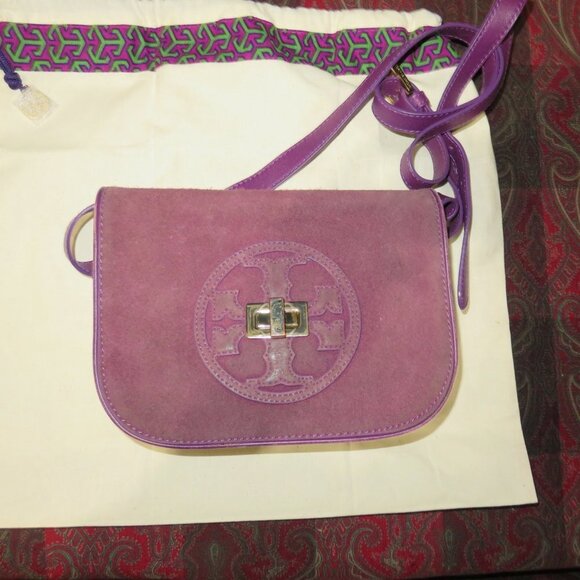 Tory Burch Handbags - Tory Burch Vibrant Purple Leather flap Messenger Crossbody Handbag W/ dustbag